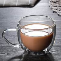 Tasse à expresso à double paroi en verre borosilicaté de style nordique 150ml 250ml capacité avec poignée café verres