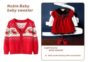 Vente chaude vêtements coton nouveau-né bébé vêtements coton biologique automne et hiver bébé noël <span class=keywords><strong>pull</strong></span> à manches longues col en v - Product Image 2