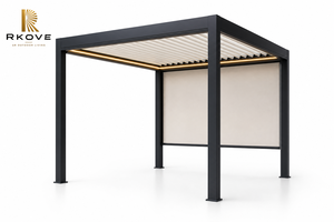 หลังคาเพอร์โกลารุ่น RKOVE RK-C2 ขนาดกะทัดรัด พร้อมม่าน ZIP และไฟ LED, หลังคาบานเกล็ดแบบตั้งอิสระขนาด 4x4 เมตร สำหรับโครงการตัวแทนจำหน่าย - Product Image 2