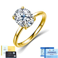 Cincin Moissanite Oval Telur Merpati Berlapis Perak S925 Dengan Emas 14K 2 5 3 Karat Cincin Pernikahan Wanita Terlaris
