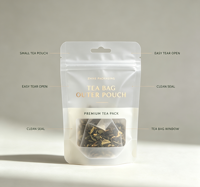 Sachets de thé plats personnalisés avec fermeture éclair, vente en gros, emballage individuel pour sachets de thé, pochettes de rangement réutilisables pour le thé