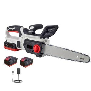 Tronçonneuse sans fil 21V à batterie, sans balais, portable, de 12 pouces, avec chaîne en acier à grande vitesse pour la découpe du bois industrielle et le bricolage - Product Image 1