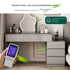 Tocador de lujo ligero con panel, escritorio y estación de maquillaje; Mueble de almacenamiento para dormitorio con tocador de alta gama y combo de escritorio de oficina - Product Image 3
