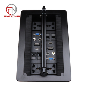 Spazzola nera presa di corrente da tavolo scatola di connettività con spina UK dati USB per VGA telefono <span class=keywords><strong>Internet</strong></span> in alluminio Desktop 4 prese - Product Image 6