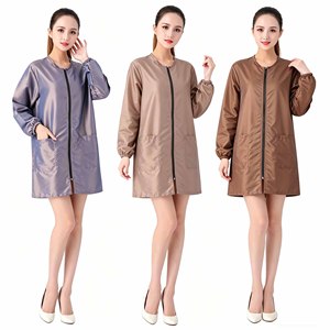 Blouse de Barbier Personnalisée Gris Violet Noir avec LOGO, Imperméable, Manches Longues, Fermeture Éclair, Blouse de Salon en Polyester, Tenue de Travail pour Coiffure - Product Image 3