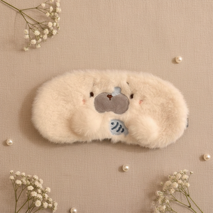 Masque de sommeil personnalisé de haute qualité 2026, motif animal de <span class=keywords><strong>dessin</strong></span> animé en peluche et satin, pour voyage - Product Image 1