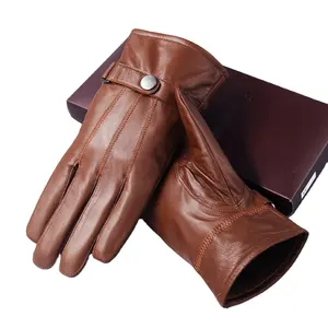 Оптовая продажа, модные мужские спортивные кожаные перчатки, зимние теплые перчатки с бархатной подкладкой для вождения