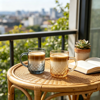 Mug en verre élégant multicolore avec poignée, petite tasse à boisson pour café, thé, jus et vaisselle de table pour les fêtes