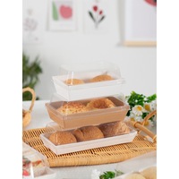 Boîte d'emballage en plastique pour gâteaux Baking West, boîte à crêpes carrée, boîte à gâteaux en bois bronzé, couvercle en PET