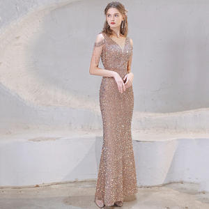 女性奢华女士亮片晚礼服夏季v领适度性感长舞会礼服 - Product Image 4