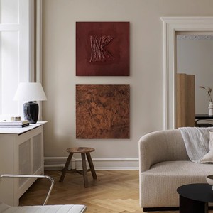 Wabi Sabi Style Minimalist Hand Painted Oil Painting Textured Mural Decorative <b>Art</b> For Entryway Hallway Retro Hanging Painting - Product Image 4