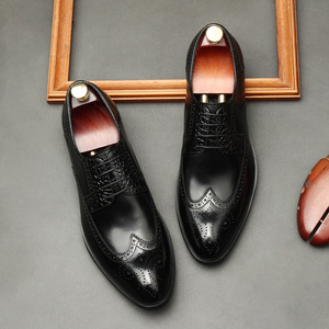 Luxury and fashionable lace-up men's shoes with blue and brown color combination in Italian style Oxford dress shoes design - Product Image 3