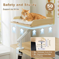 Lit de bureau pour chat moderne, grand, en bois, rembourré de mousse de polyuréthane, rotatif à 360°, réglable, amovible et lavable