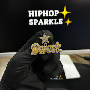 Personalized 2 Inch <b>Iced</b> <b>Out</b> Pendant Moissanite Diamond 14K Gold Plated Hip Hop Custom Luxury Jewelry Bling <b>Chain</b> Pendant - Product Image 5