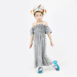 Robe longue pour bébé fille à imprimé numérique personnalisé, motif floral, épaules dénudées, vente en gros de vêtements pour bébés et enfants - Product Image 2
