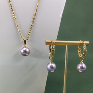 Nouvel ensemble de bijoux hawaïens en acier inoxydable PVD électroplaqué, étanche, avec <span class=keywords><strong>collier</strong></span> <span class=keywords><strong>et</strong></span> boucles <span class=keywords><strong>d</strong></span>'oreilles en perles - Product Image 6