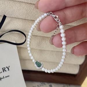 Bracelet de luxe haut de gamme pour femme en argent pur S925, perle naturelle et jade en forme de gourde, design de niche avec sensation légère - Product Image 2