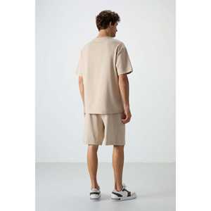 Conjunto de Pantalones Cortos Bermuda para Hombre, Corte Holgado, Algodón Beige, 85250 - Product Image 1