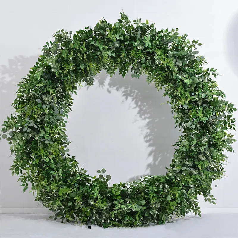 Q240 perlengkapan pernikahan baru lengkungan bulat dekorasi dengan rumput bunga hijau