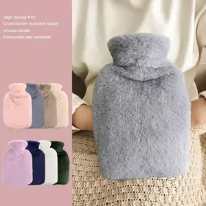 Wholesale Winter Warm Premium Bag Fluffy Faux Fur Hot Water Bottle Cover With Hand Pocket