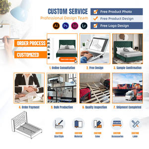 Premium kral çok fonksiyonlu ev mobilya Modern stil katı ahşap karyola iskeleti ayarlanabilir keten Pet döşemeli yatak yumuşak yatak - Product Image 6