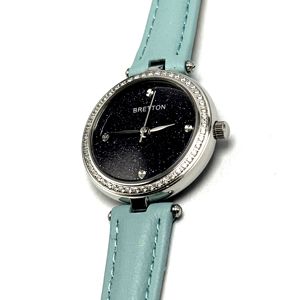 <span class=keywords><strong>Montre</strong></span> ronde pour femme, <span class=keywords><strong>cadran</strong></span> noir, lunette sertie de diamants, bracelet en cuir <span class=keywords><strong>bleu</strong></span>, <span class=keywords><strong>montre</strong></span>-bracelet analogique à quartz, boîtier en acier inoxydable, <span class=keywords><strong>cadran</strong></span> MOP - Product Image 3