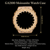G-Shocks GA2100 Iced Out VVS Moissanit Uhrengehäuse Messing-Lünette Vergoldet Voll Besetzt mit Diamanten Hip-Hop Schmuck für Männer