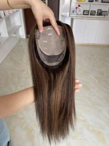 Prêt à expédier de haute qualité 5x6.5 haut en soie Topper pour les femmes 100% toupet de cheveux humains russe européen vierge pièce de cheveux Base en soie - Product Image 6