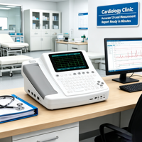 Electrocardiógrafo ECG1201 de 12 Derivaciones, Pantalla Táctil Digital de 7 Pulgadas, Máquina de EKG con Batería de Litio Integrada para Hospitales y Clínicas