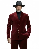 Veste de Costume Formelle Rouge Bordeaux Luxe Élégante Coupe Slim Douce pour Soirée