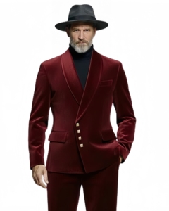 Veste de Costume Formelle Rouge Bordeaux Luxe Élégante Coupe Slim Douce pour Soirée - Product Image 1