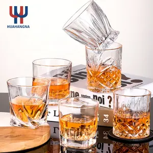 Huahang pha lê Whiskey Glass Tumbler Set biểu tượng tùy chỉnh in Old Fashioned Rock kính cho Whisky Cocktail Scotch Bourbon