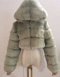 Cappotto in Pelliccia Sintetica Taglia <span class=keywords><strong>S</strong></span>-8XL per Donna, Giacca Invernale Corta con Maniche Lunghe, Felpa con Zip in Finta Pelliccia di Volpe - Product Image 5