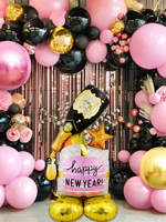 1set 3D Base Champagner Neujahr Schwarz gold Aluminium Film 3D Base Party Dekoration Ballon Neujahr Dekoration Ballon