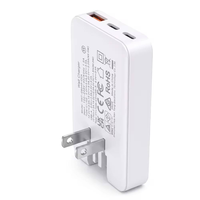 Chargeur rapide ultra-plat 30W 45W 3 ports, adaptateur secteur double C+ A PD, prise rétractable multi-pays US EU UK AU, chargeur mobile