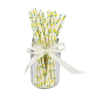 Pineapple Paper Straws 197x6mm Biodegradable Eco Friendly Party Drink Straws Straight Pipe - Product Image 4