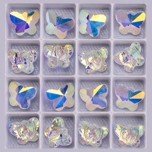 Zhubi-cuentas de cristal de mariposa de Color Aurora de 14MM, abalorios brillantes transparentes, abalorios de cristal para fabricación de joyas DIY - Product Image 3