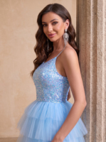 Robe de bal à sequins pour femme, robe de soirée en tulle, robe courte personnalisée pour le bal de promo, robes de bal 2026 de luxe