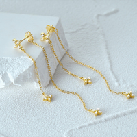 Elegante Ohrstecker 18k Vergoldet INS 925 Silber Kleeblatt Stern Doppel-Quasten-Kette Blumen-Tropfenohrringe für Damen