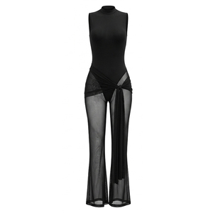 Viviblook Q26JP060 Mono de verano para mujer, nuevo, de color liso, informal, con malla transparente, sin mangas, sin espalda, largo - Product Image 4