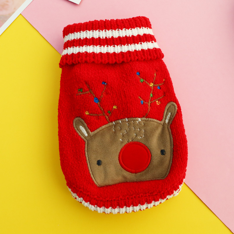 Pull rouge chenille elk