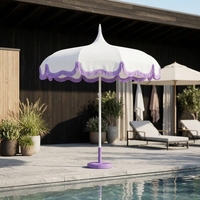 Nouveau Parasol Pagode Bohème Personnalisé 2026 Grand Noir et Blanc avec Bordure Festonnée, Franges et Pompons, Résistant au Vent, pour Hôtels, Jardins et Terrasses