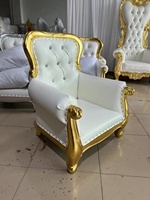 Chaises de trône d'enfant Cadre en bois avec des meubles en cuir blanc de bras d'enfants de cuir