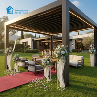 Pergola Bioclimatique Motorisée en Aluminium à Toit Rétractable et Lames Orientables, Style Antique, pour Extérieur, Imperméable, Marque Sweet Home