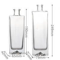 Bouteilles de Whisky, Vodka, Tequila, Liqueur en Verre Plat Transparent Gravé de 500ml et 1000ml avec Bouchon en Liège, Gravure Unique à l'Acide, Vides et Sculptées