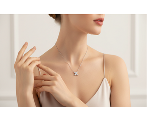 สร้อยคอประดับเพชรลายดอกไม้พร้อมสายโซ่ |   ทอง 14K |   เครื่องประดับเจ้าสาวอินเดีย - Product Image 6