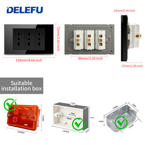 Delefu tiêu chuẩn ý ổ cắm với USB thông minh Loại C 20 Wát sạc nhanh, kép USB tường ổ cắm Glass Bảng điều chỉnh - Product Image 4
