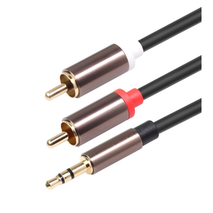 Câble <span class=keywords><strong>audio</strong></span> plaqué or 3,5 mm vers 2 RCA, <span class=keywords><strong>jack</strong></span> stéréo vers double RCA, cordon phono pour système home cinéma, amplificateur, ordinateur portable, téléviseur - Product Image 1