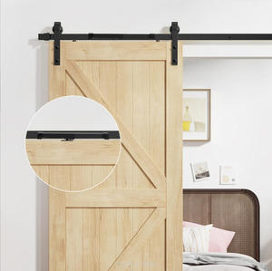 Kit de quincaillerie pour <span class=keywords><strong>porte</strong></span> coulissante STG Modern Black 5FT, système de <span class=keywords><strong>rail</strong></span> de glissière pour <span class=keywords><strong>porte</strong></span> en bois intérieure et extérieure - Product Image 3