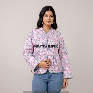 Veste indienne imprimée à la main en bloc de coton à rayures réversibles, boutonnée, style bohème, parfaite pour les sorties. - Product Image 1